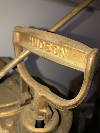 Vintage Hudson Pump Sprayer Metal Galvanized Tank Gold Brass 6