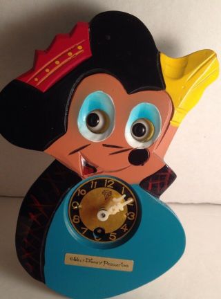 Rare Vintage Disneyland Mickey Mouse Pendulum Wind Up Clock W/ Moving Eyes 2