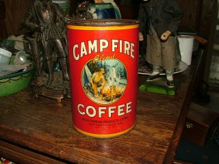 Vintage 2 1/2 Lbs.  Camp Fire Coffee Tin