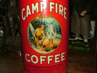 VINTAGE 2 1/2 LBS.  CAMP FIRE COFFEE TIN 2