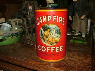 VINTAGE 2 1/2 LBS.  CAMP FIRE COFFEE TIN 4