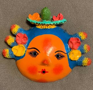 Vintage Hand Made Mexican Coconut Masks Folk Art Set of Four Senoritas 4