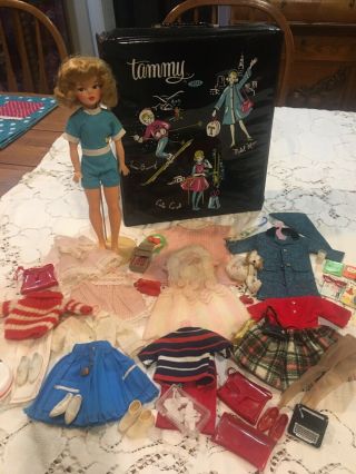 Vintage 1960s Ideal Tammy Doll Bs - 12 With Case,  Labeled Outfits And Accessories