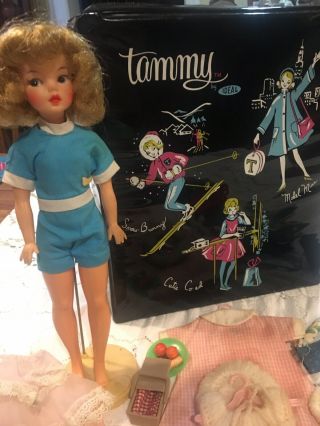 Vintage 1960s Ideal Tammy Doll BS - 12 With Case,  Labeled Outfits And Accessories 2