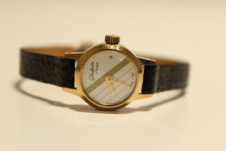 Vintage Rare Gold Plated Small Ladies Germany Watch " Glashutte " 17j.