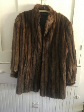 Vintage Woman’s Mink Fur Car Coat Roomy Medium With 3 Hook Closure