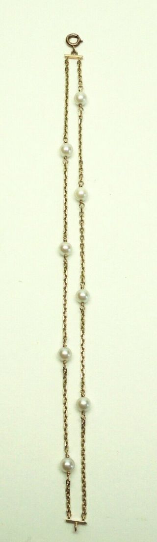 18k Vintage Yellow Gold And 8 Cultured Pearls Bracelet