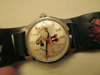 Vintage Disney Helbros Mickey Minnie Mouse Mechanical Wind Up Watch Wristwatch