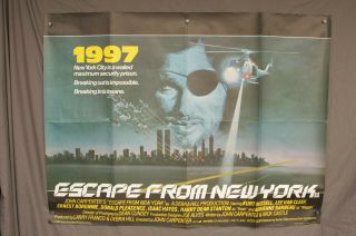 Escape From York English Movie Poster 1981 John Carpenter Kurt Russell Vtg