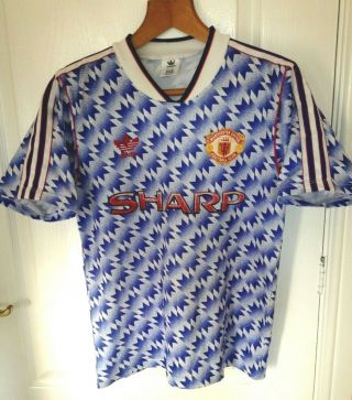 1990/1992 Adidas Manchester United Away Shirt Jersey 34/36 Retro Vintage Origi