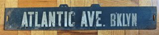 Vintage York Subway Train Low - V Metal Destination Sign Atlantic Avenue