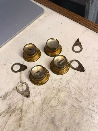 4 - Vintage 1963 Gibson Gold Reflector Knobs Les Paul Sg 335 L5 1960 