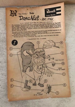 Authentic Vintage Revell Drag Nut Ed Big Daddy Roth Monster Rat Fink Model Kit 2