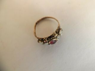 An Antique Victorian 9ct Gold And Stone Set Ring A/f