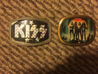 Vintage 1977 Kiss Love Gun Belt Buckle By Pacifica & Black Kiss Logo No Name