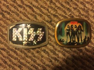 Vintage 1977 KISS LOVE GUN BELT BUCKLE BY PACIFICA & Black KISS logo no name 7