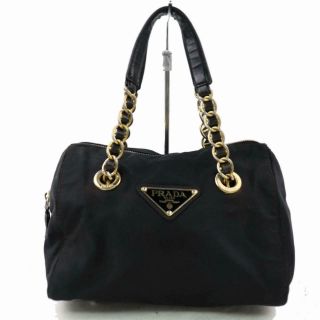 Authentic Vintage Prada Hand Bag B4397 Black Nylon 374173