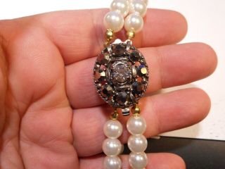 Hobe 2 Strand Majorca Pearl Necklace Hematite Stone Clasp Vintage