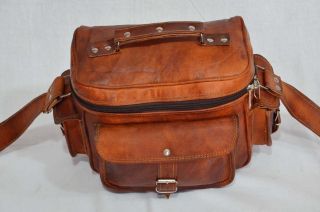 Pure Leather Handmade Messenger Brown Vintage Shoulder Camera Lens Satchel Bag