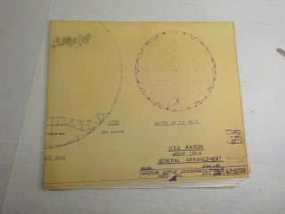 USS Akron blueprint sheet GOODYEAR ZEPPELIN CORP.  AIRSHIP ZRS - 4 vintage 3