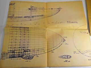 USS Akron blueprint sheet GOODYEAR ZEPPELIN CORP.  AIRSHIP ZRS - 4 vintage 4
