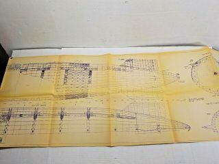 USS Akron blueprint sheet GOODYEAR ZEPPELIN CORP.  AIRSHIP ZRS - 4 vintage 6