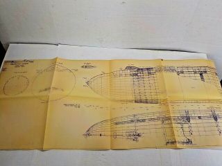 USS Akron blueprint sheet GOODYEAR ZEPPELIN CORP.  AIRSHIP ZRS - 4 vintage 7