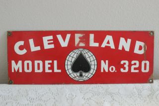 Vintage Cleveland Model 320 Advertising Trencher Heavy Equipment Porcelain Sign