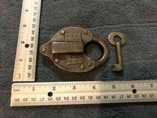 Vintage Brass B&o Lstat F S Hdw Co Lock & Key Obsolete