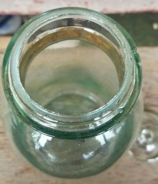 Vintage Globe Light Green Half Gallon Jar W/ Glass Lid & Wire Bale 8