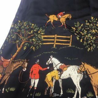 J.  Crew Vintage Equestrian Silk A Line Skirt Horses Hound Dog Sz 0 Hunting 4
