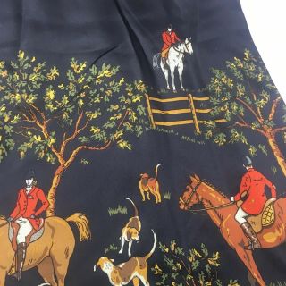 J.  Crew Vintage Equestrian Silk A Line Skirt Horses Hound Dog Sz 0 Hunting 7