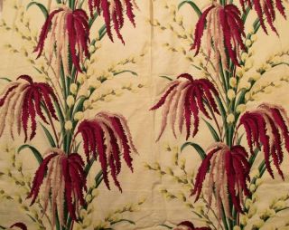 Vintage Floral Barkcloth Curtains Drapes Fabric Panels Pussy Willow Tropical