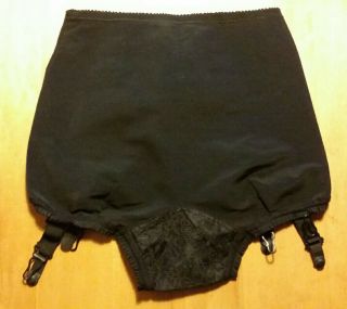 True Vintage 50 ' s Black Pinup Burlesque Garter Panties with Lace Tummy Panel 2
