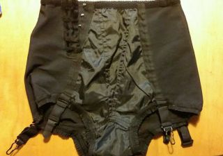 True Vintage 50 ' s Black Pinup Burlesque Garter Panties with Lace Tummy Panel 3