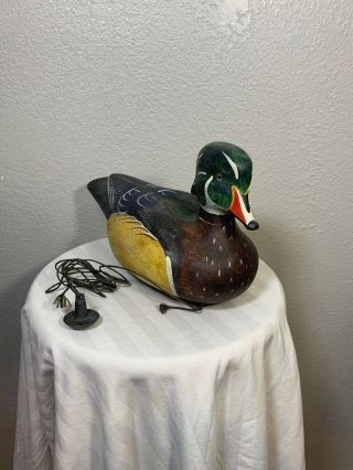 Vtg Duck Decoy Signed A Wooden Bird Factory U.  S.  A.  Wood Duck