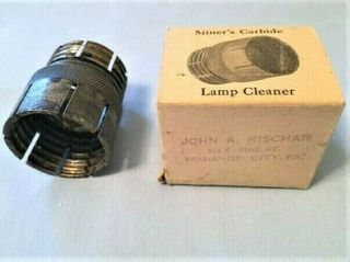 Vintage MINER ' S CARBIDE LAMP CLEANER w/ BOX,  for Threads,  Scarce mining, 2