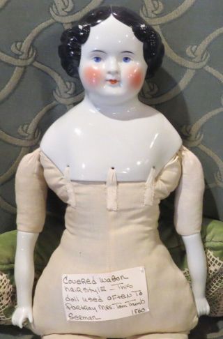 Antique C1860 Huge 3 Hole Civil War Era 24 " German Flat Top China Head Doll