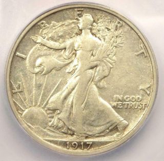 1917 - D Reverse Walking Liberty Half Dollar 50c - Certified Icg Xf40 - Rare Coin