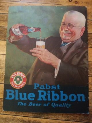 Vintage 1933 Pabst Blue Ribbon Lithograph Cardboard Sign 502