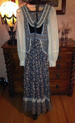 Vintage Jessica McClintock Gunne Sax Dress Prairie Gypsy Peasant Size 5 No Label 2