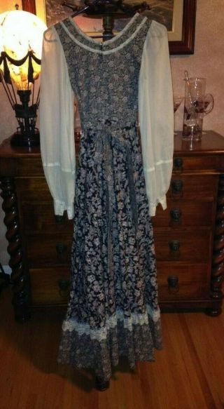 Vintage Jessica McClintock Gunne Sax Dress Prairie Gypsy Peasant Size 5 No Label 3