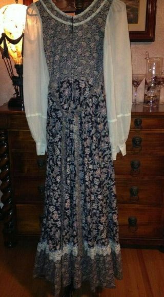 Vintage Jessica McClintock Gunne Sax Dress Prairie Gypsy Peasant Size 5 No Label 4