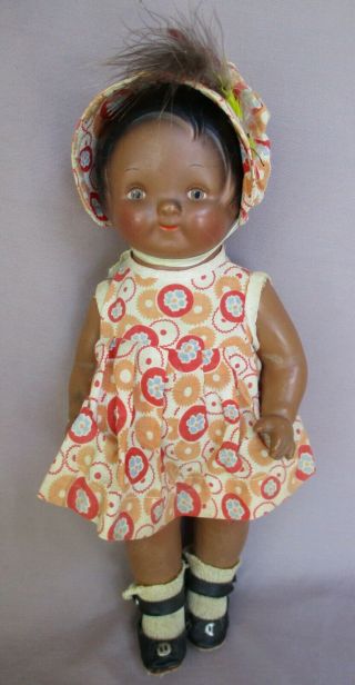 Rare Vintage 13 " Compo & Cloth Black African American Campbell Kid Doll
