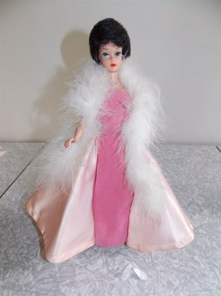 Vtg Barbie Doll Clone Premier Debutante Pink Satin & Velvet Dress Gown Rare