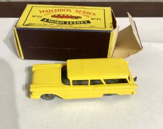 Matchbox Lesney Moko 31 Ford Fairlane Station Wagon Yellow Rare Windowless Mib