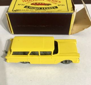 Matchbox Lesney Moko 31 Ford Fairlane Station Wagon Yellow Rare Windowless MIB 2