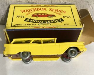 Matchbox Lesney Moko 31 Ford Fairlane Station Wagon Yellow Rare Windowless MIB 4