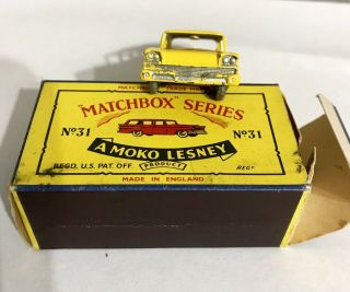 Matchbox Lesney Moko 31 Ford Fairlane Station Wagon Yellow Rare Windowless MIB 6