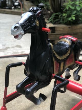 Vintage Hedstrom Large Spring Rocking Horse - Black and Red Wonder Horse 3